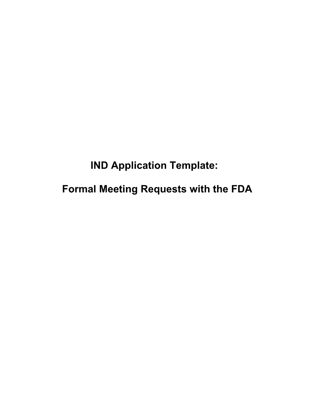 Formal Meeting Requests with the FDA