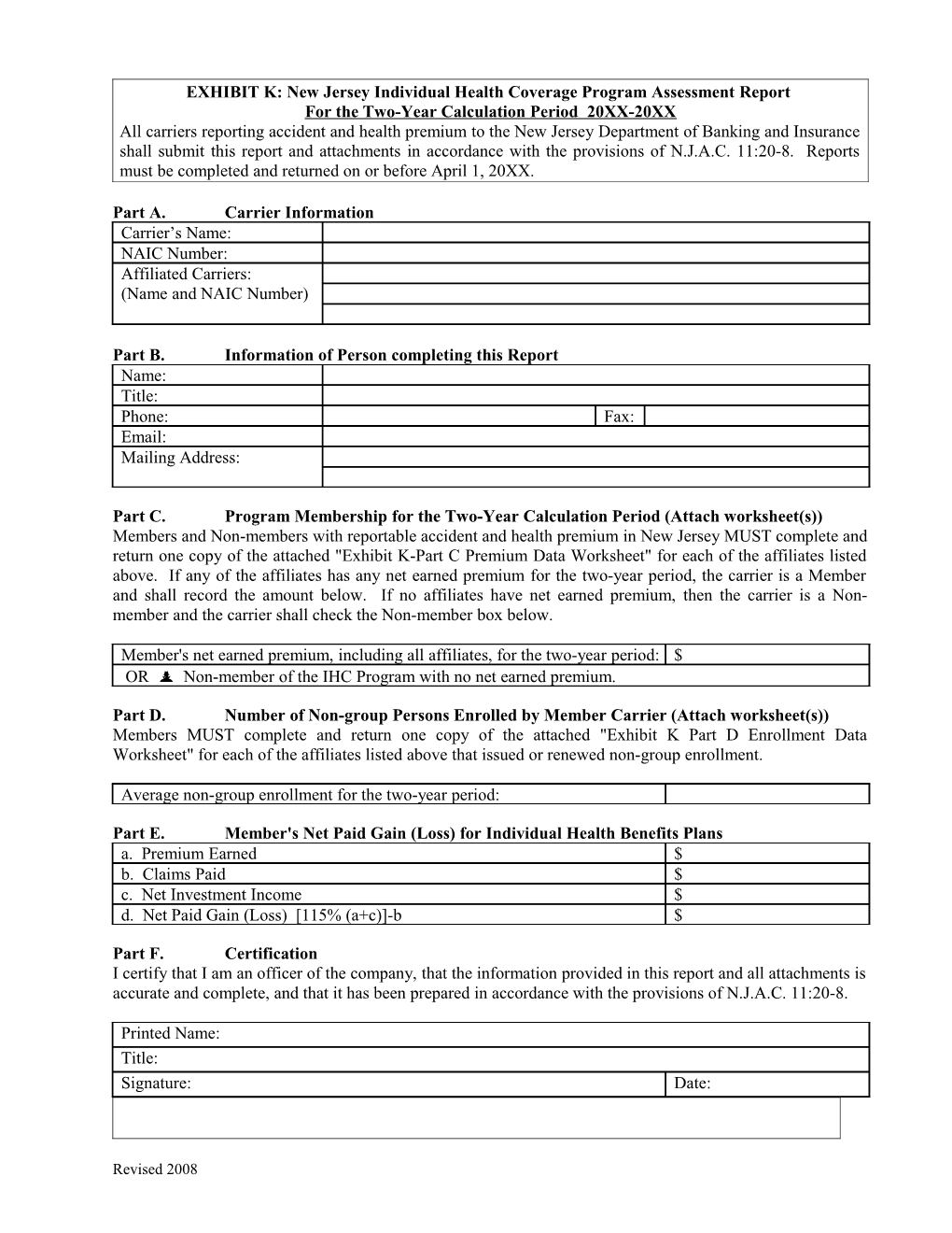 EXHIBIT K: New Jersey Individual Health Coverage Program Assessment Report