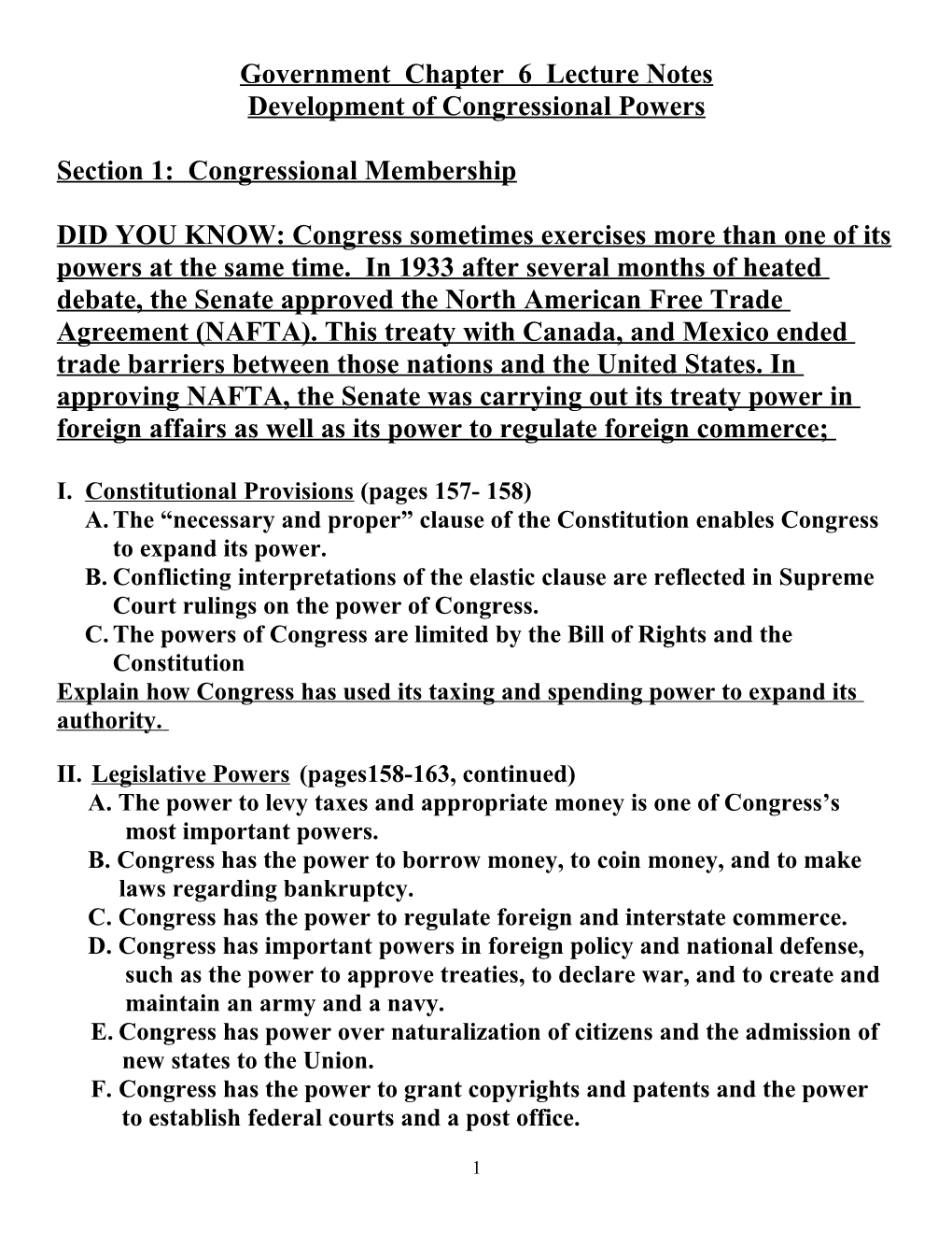 Government: Chapter 2 Lecture Notes