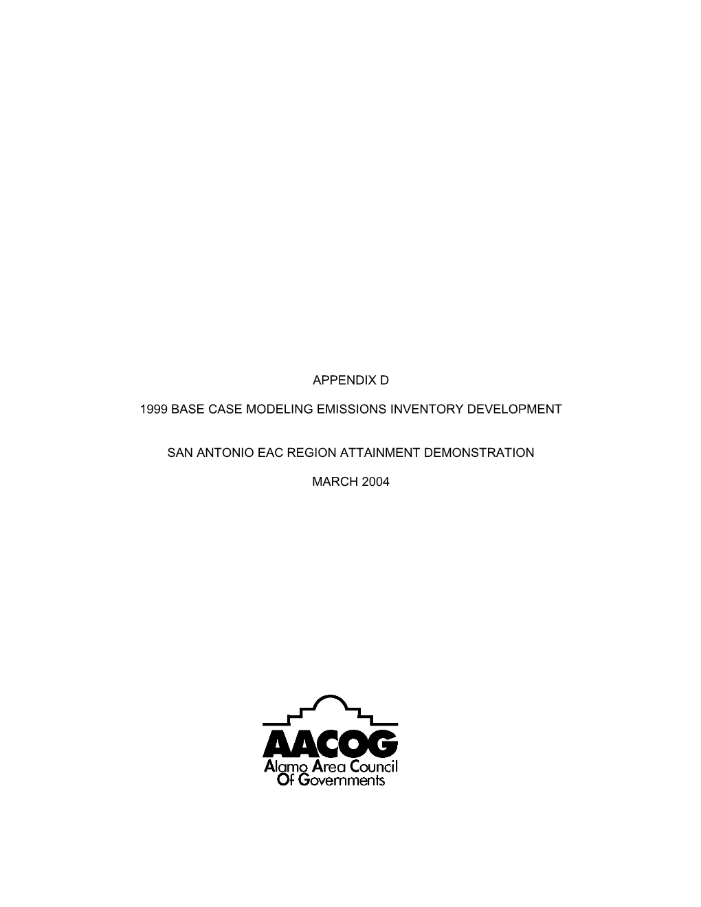 1999 Base Case Modeling Emissions Inventory Development