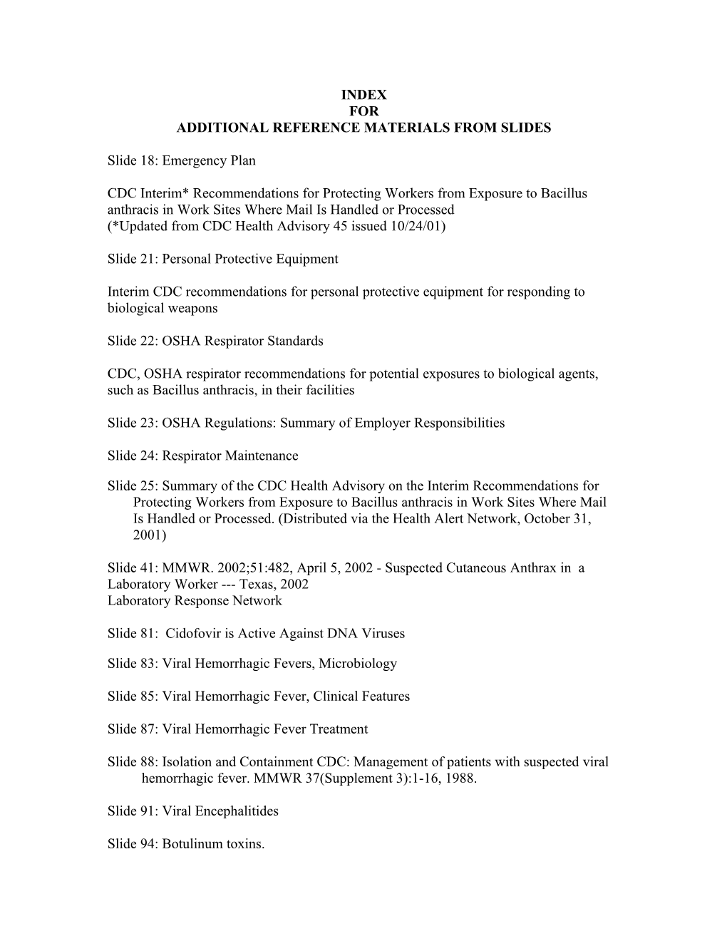 Additional Reference Materials from Slides