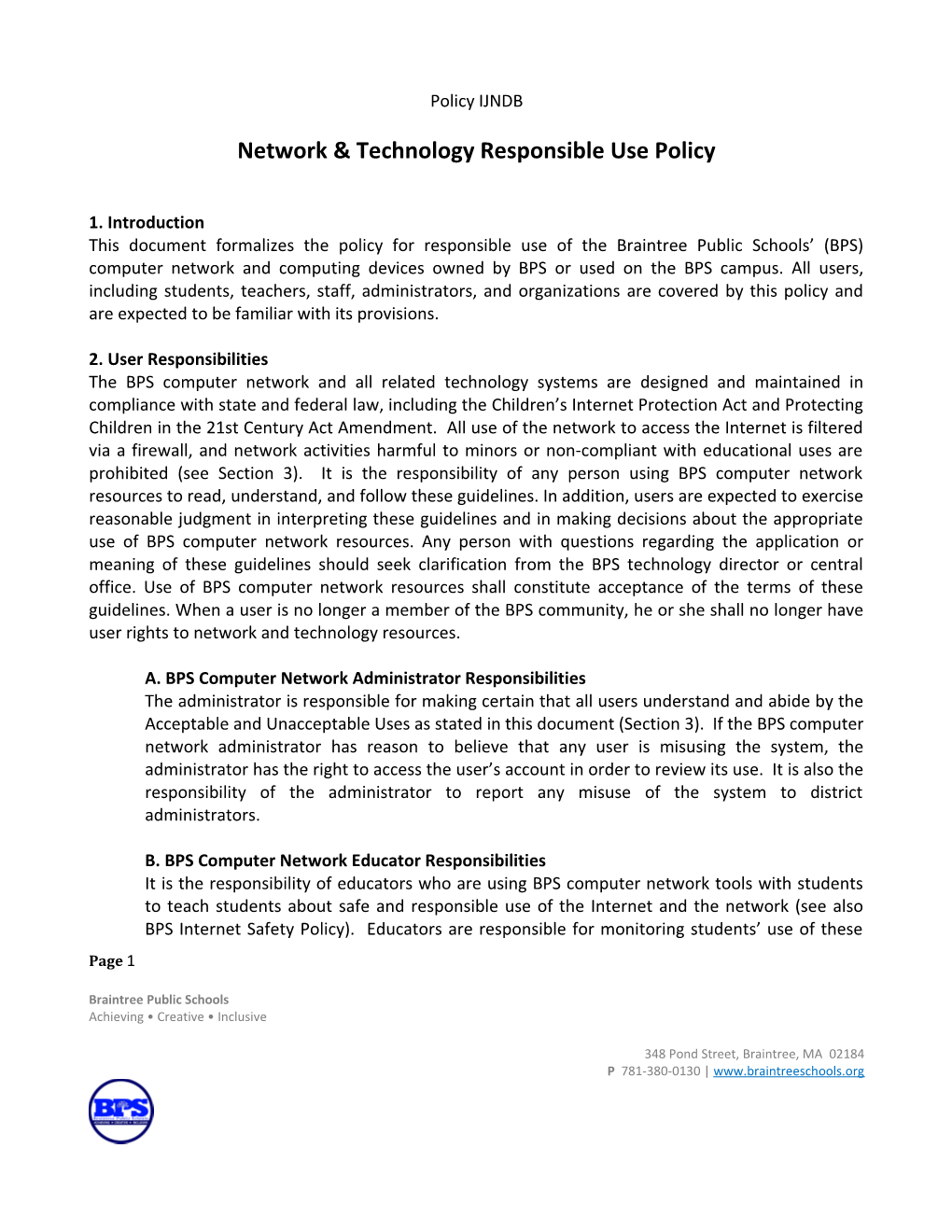 Network & Technology Responsible Use Policy