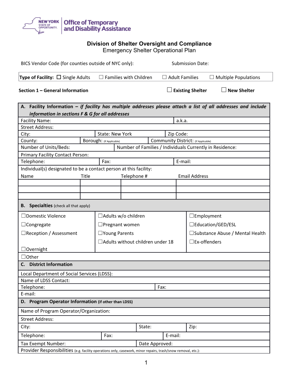 Division of Shelter Oversight and Compliance