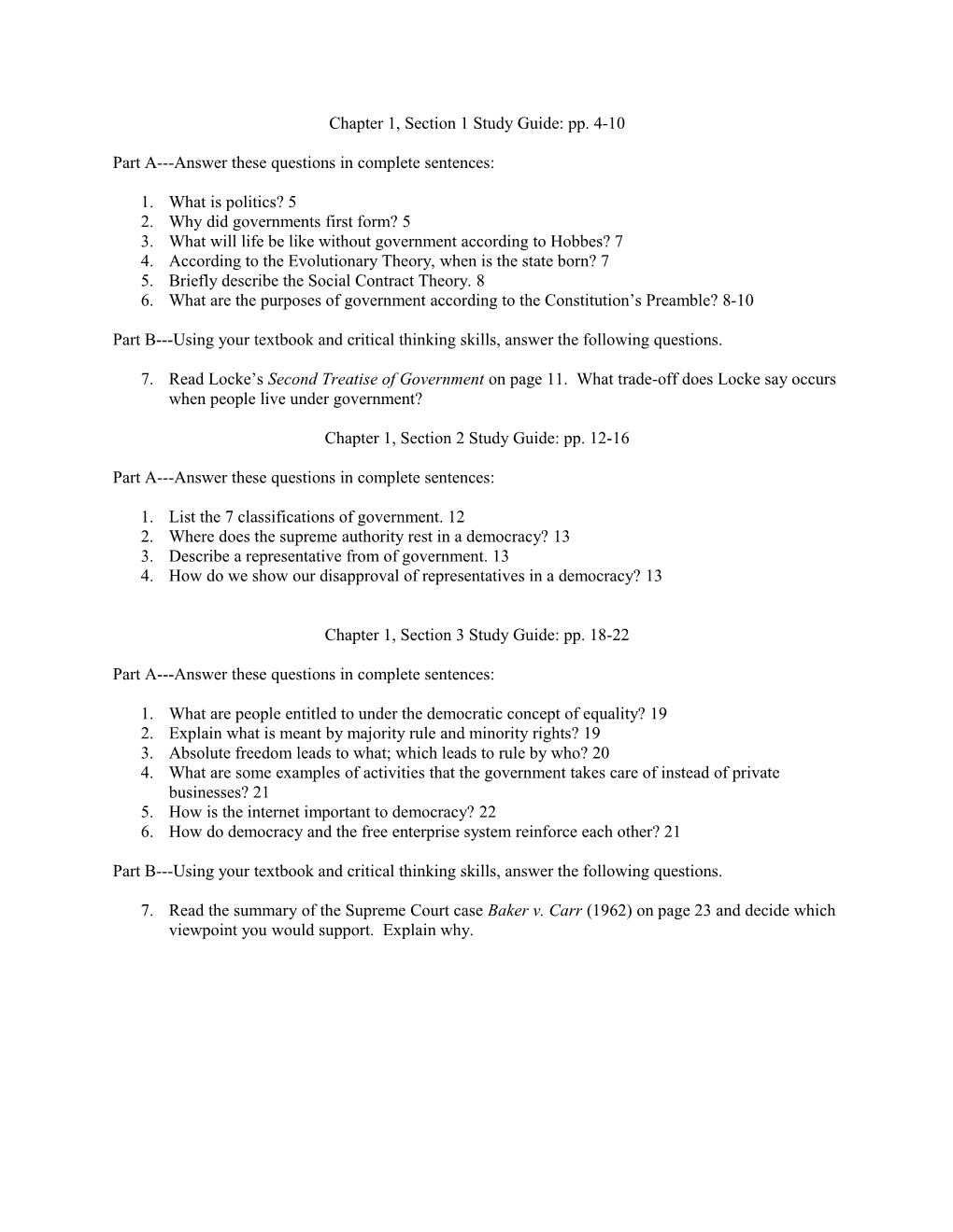 Chapter 1, Section 1 Study Guide: Pp