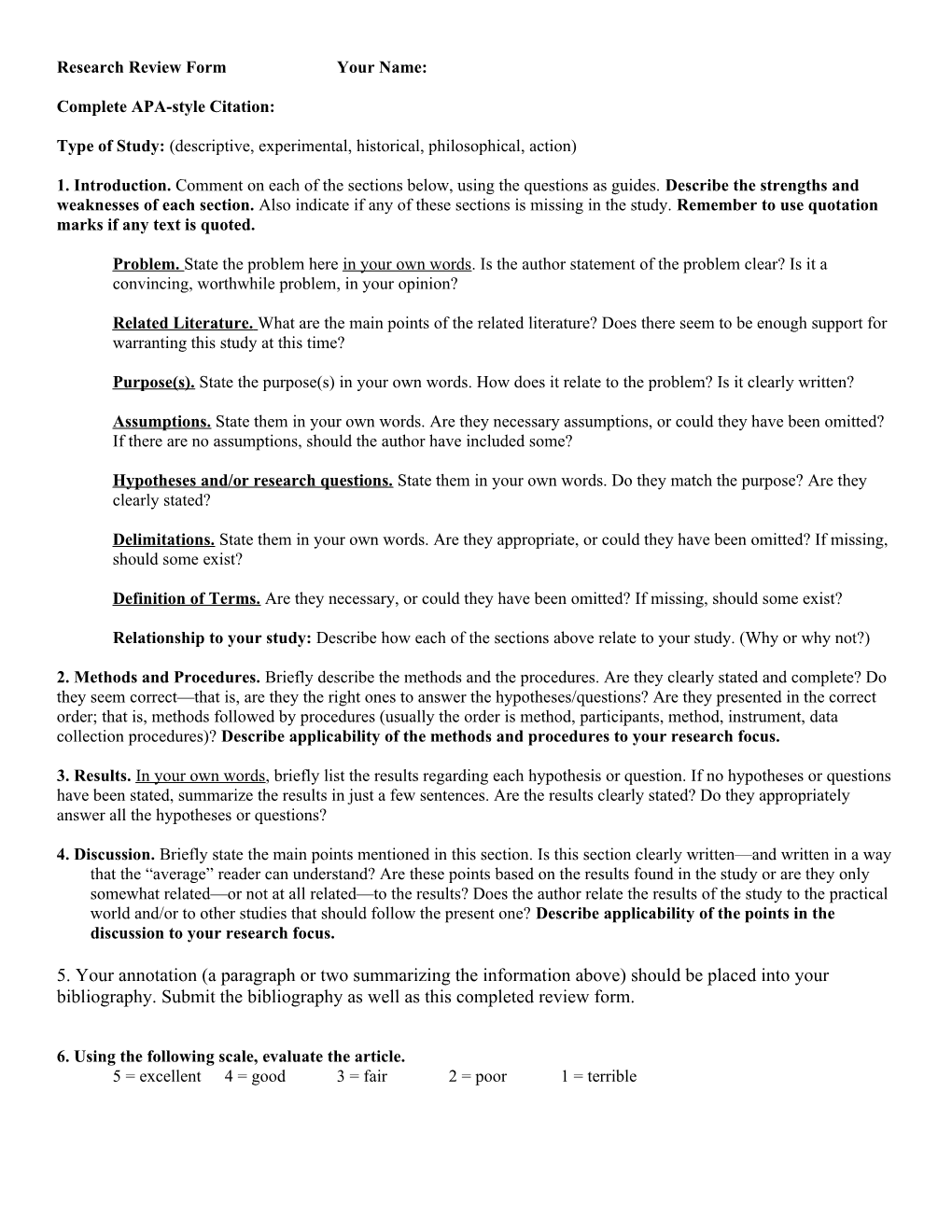 Research Review Form