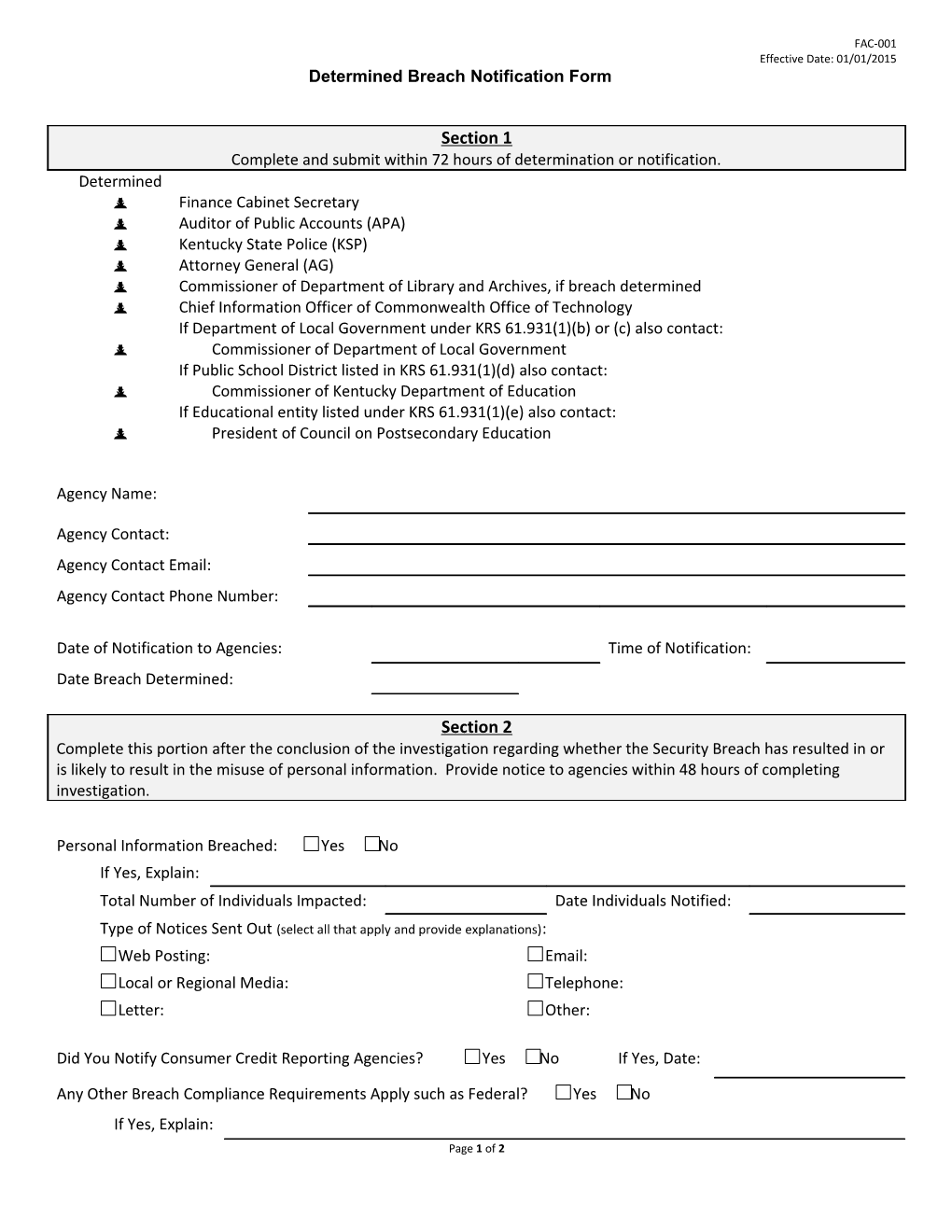 Determined Breach Notification Form