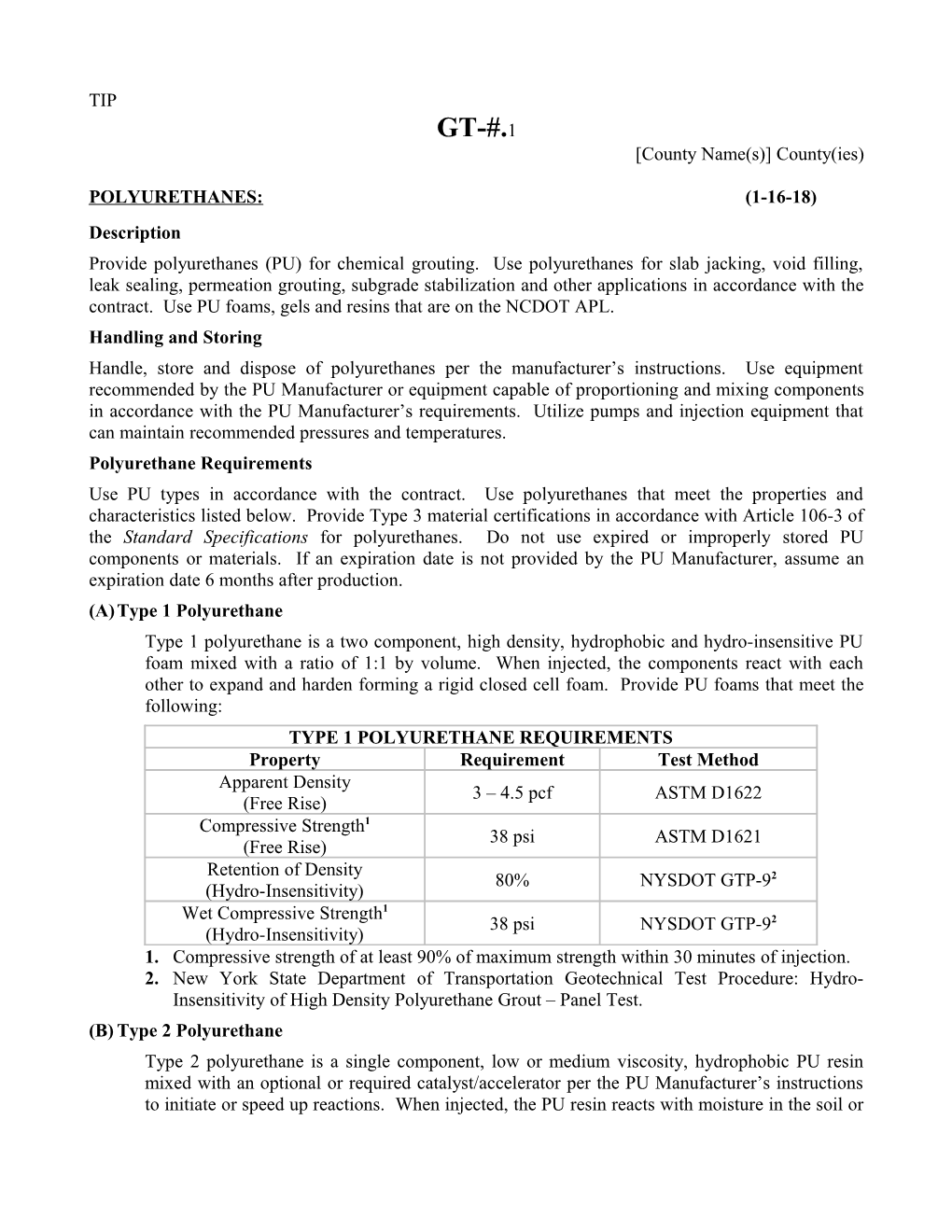 Standard Polyurethanes Provision