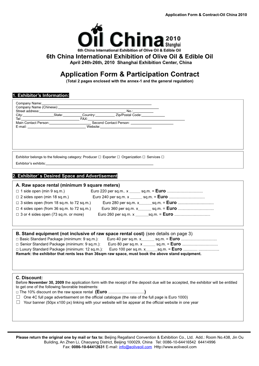 Application Form & Contract-Oil China 2010