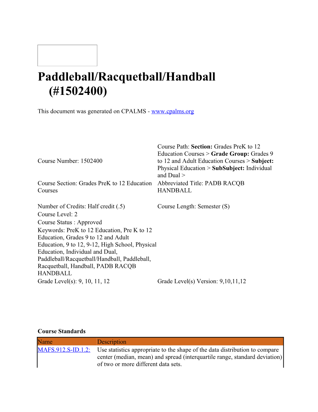Paddleball/Racquetball/Handball (#1502400)