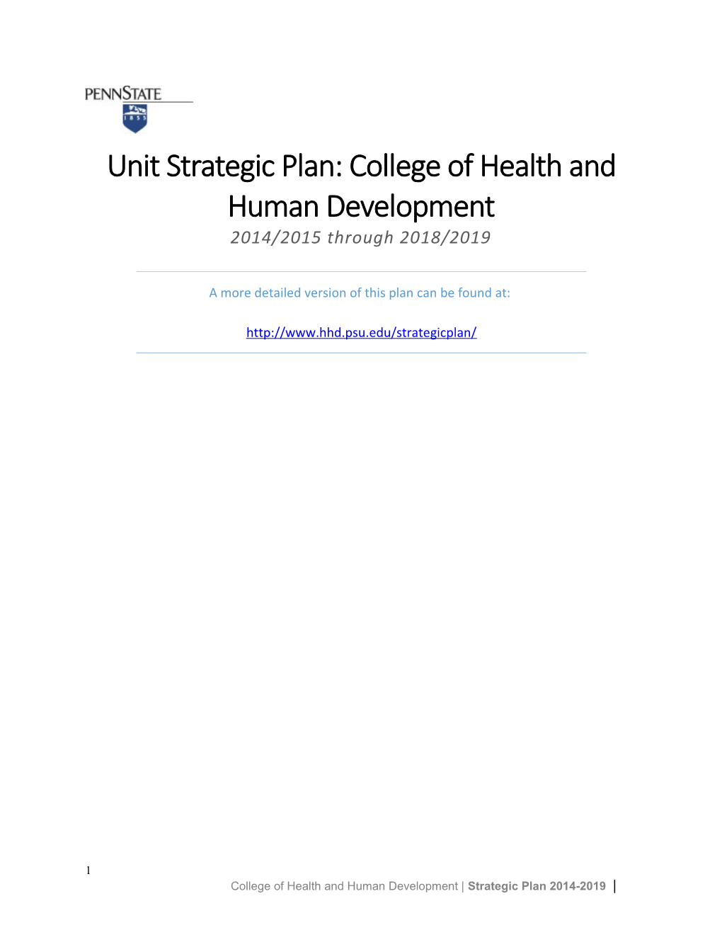 Penn State College of Health and Human Development Strategic Plan