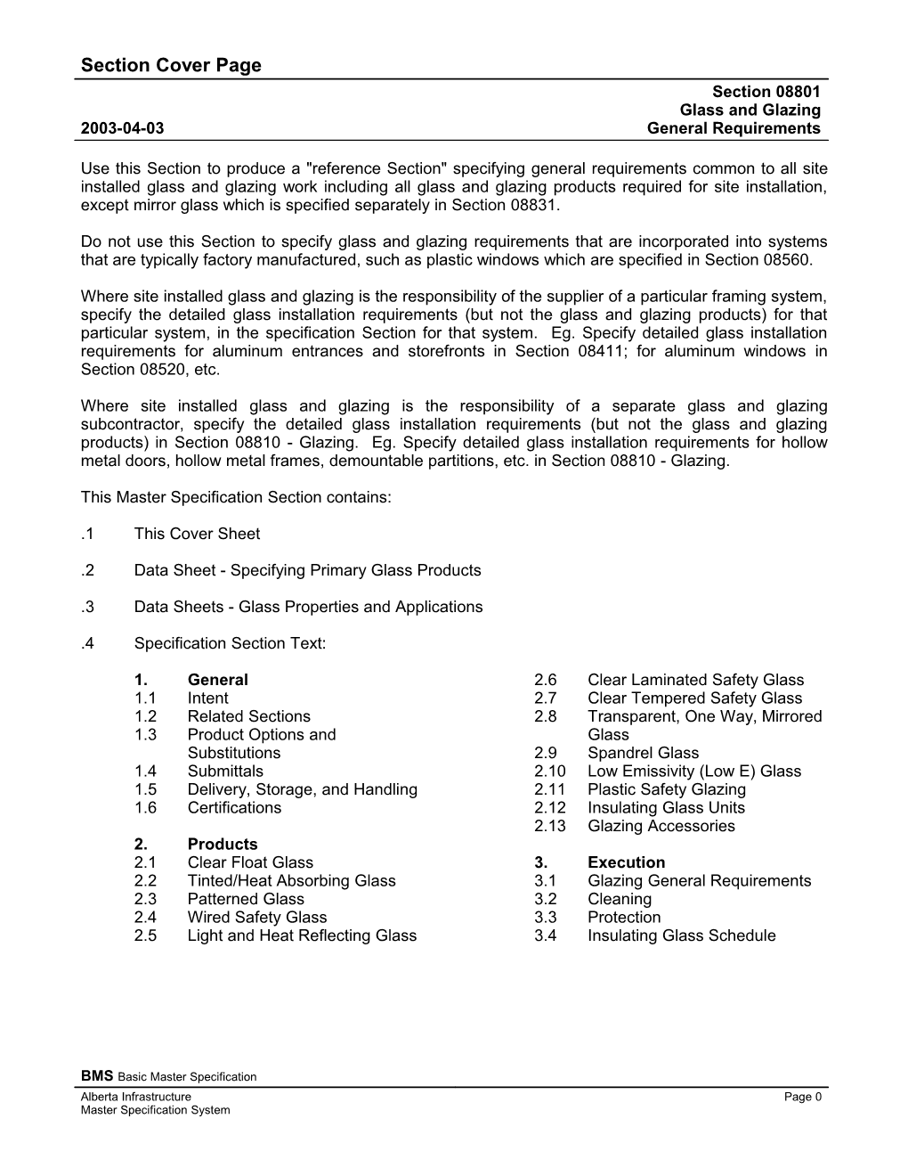 08801 - Glass and Glazing General Requirements