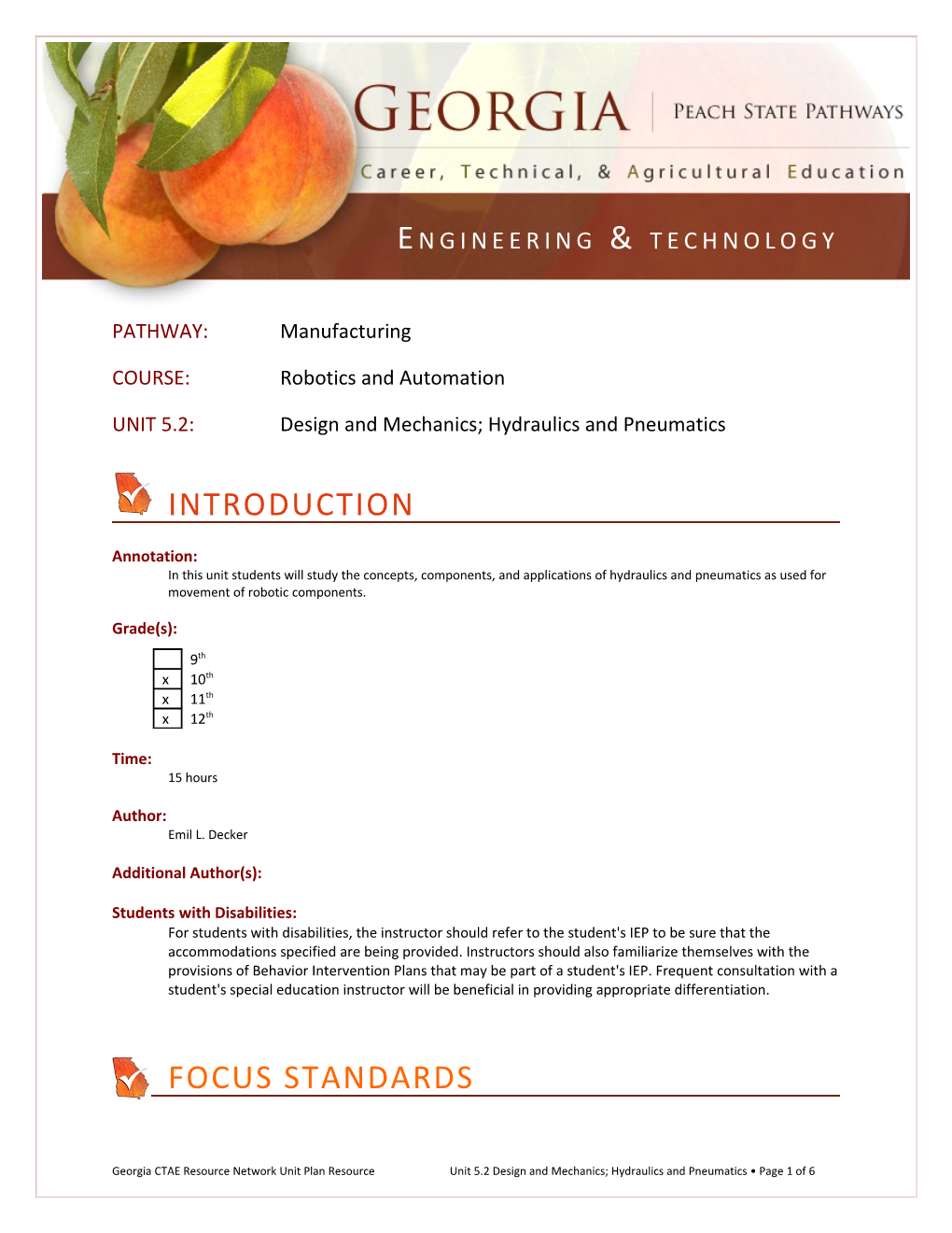 UNIT 5.2: Design and Mechanics; Hydraulics and Pneumatics