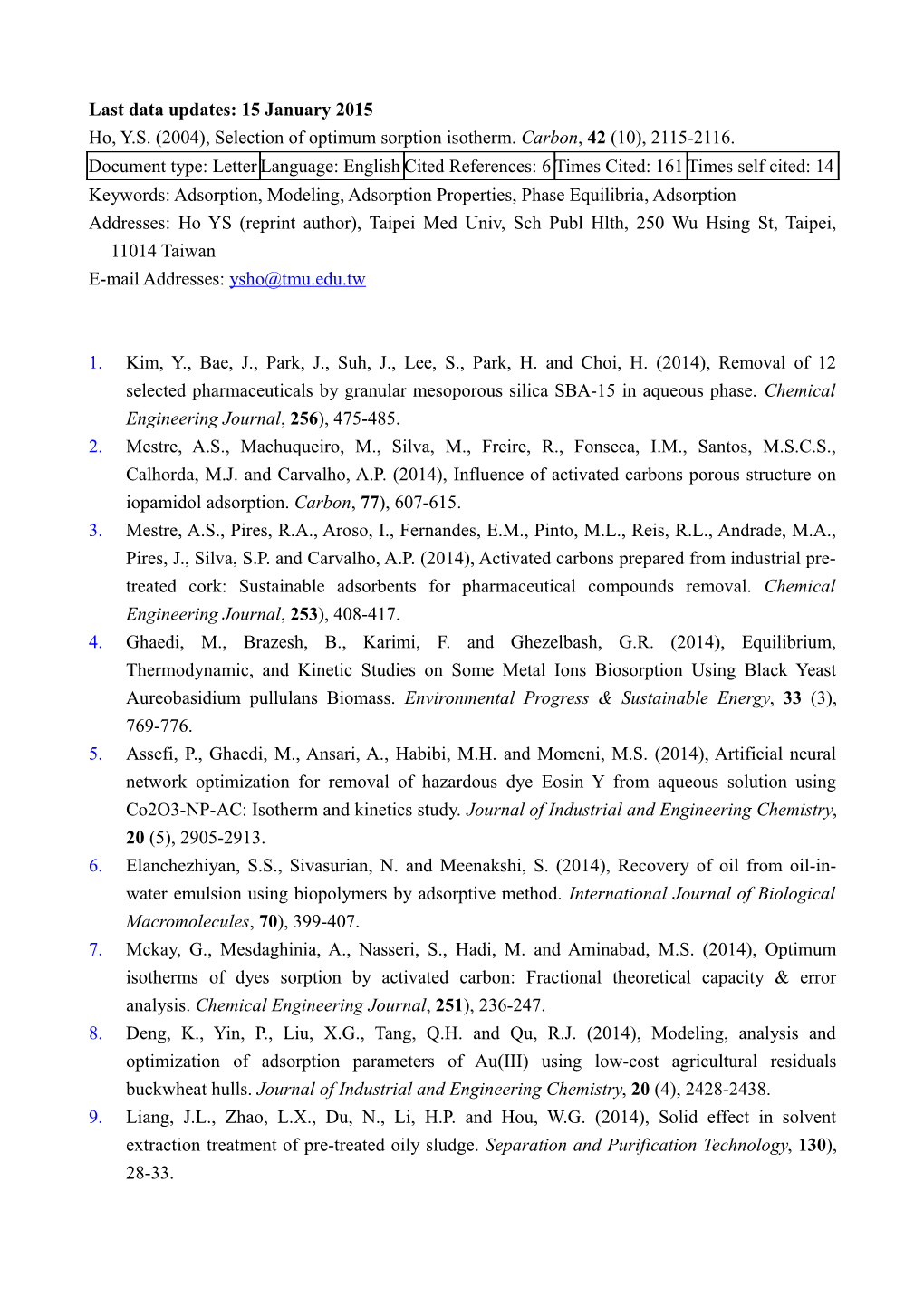 Last Data Updates: 15January 2015