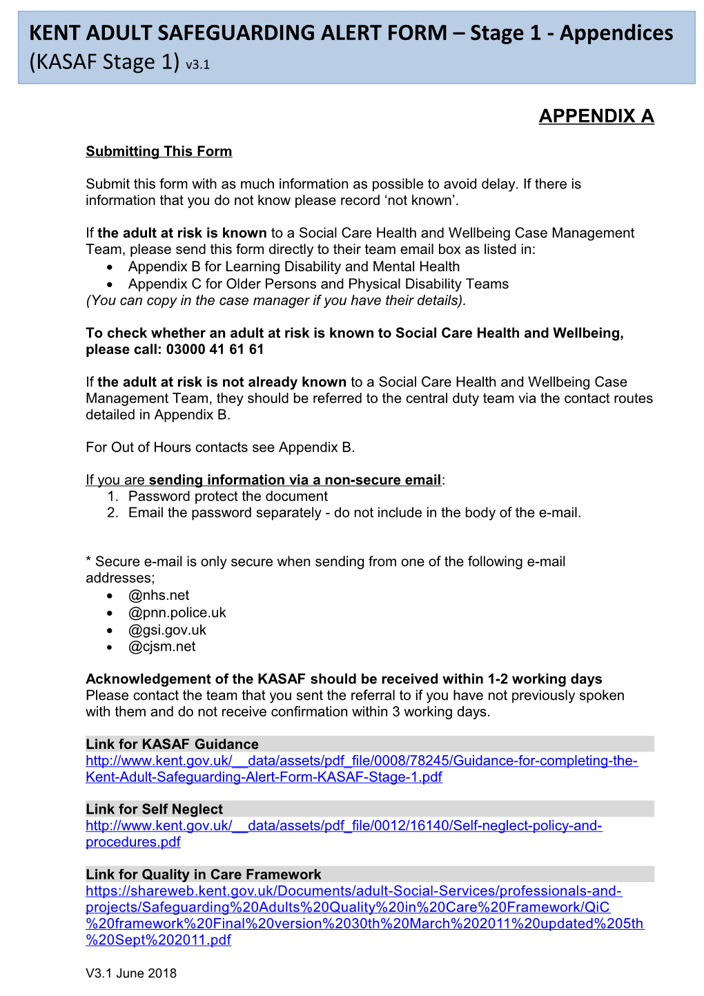 Safeguarding - KASAF Stage 1 - External - Appendices