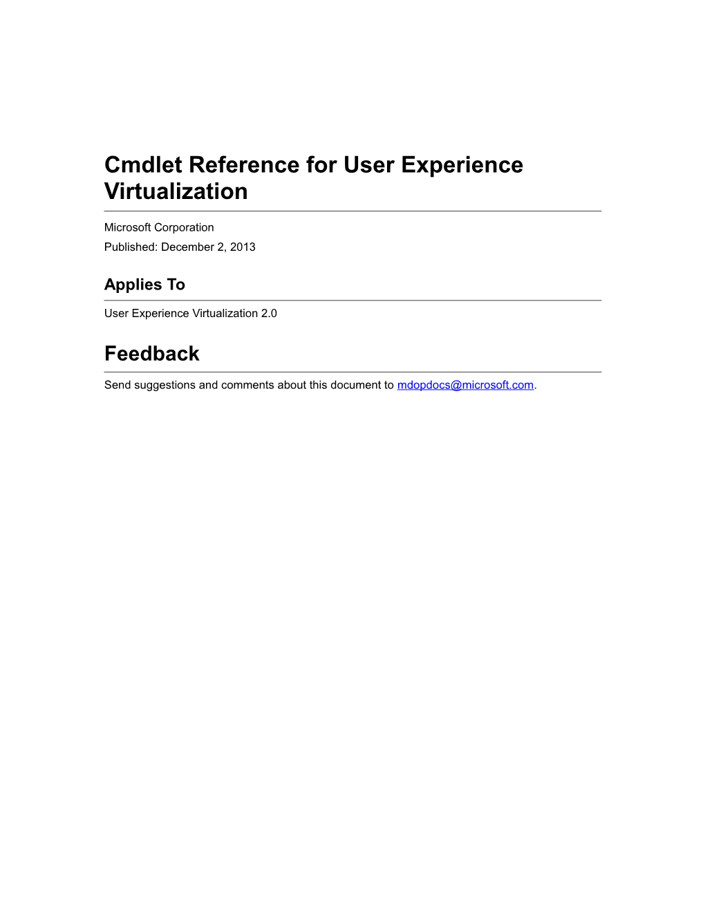 Cmdlet Reference for User Experience Virtualization