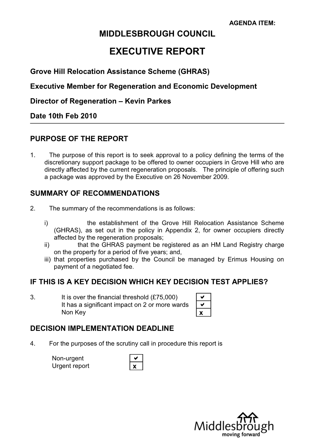 Grove Hill Relocation Assistance Scheme (GHRAS)