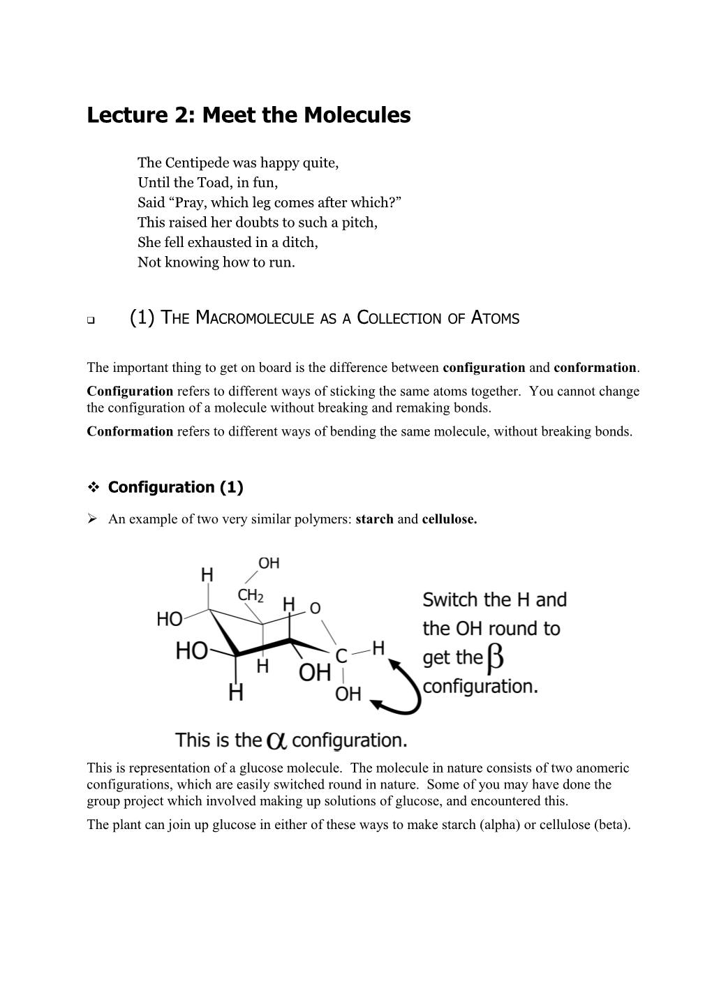 Lecture 2: Meet the Molecules