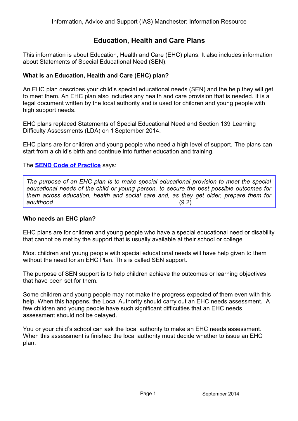 Education, Health and Care Plans