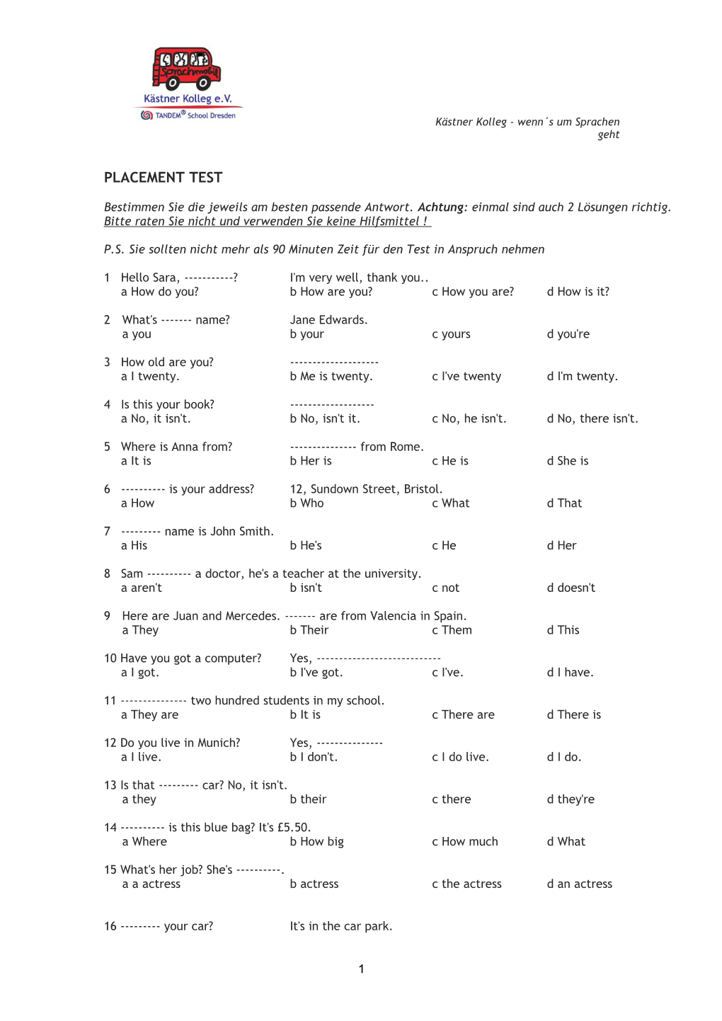 Placement Test