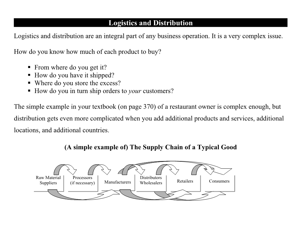 Logistics and Distribution