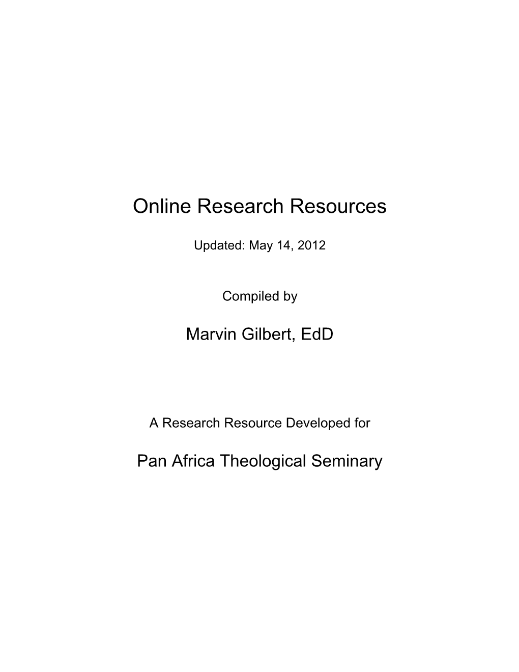 Online Research Resources Updated 28 Oct 2013 Page 1 of 27