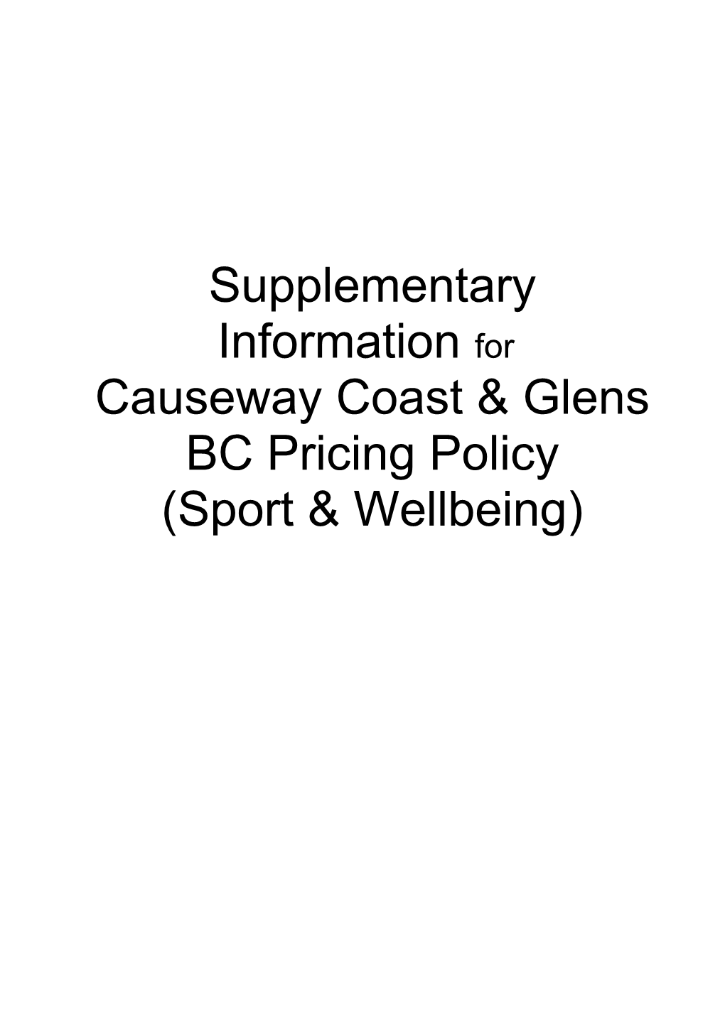 Causeway Coast & Glens BC Pricing Policy