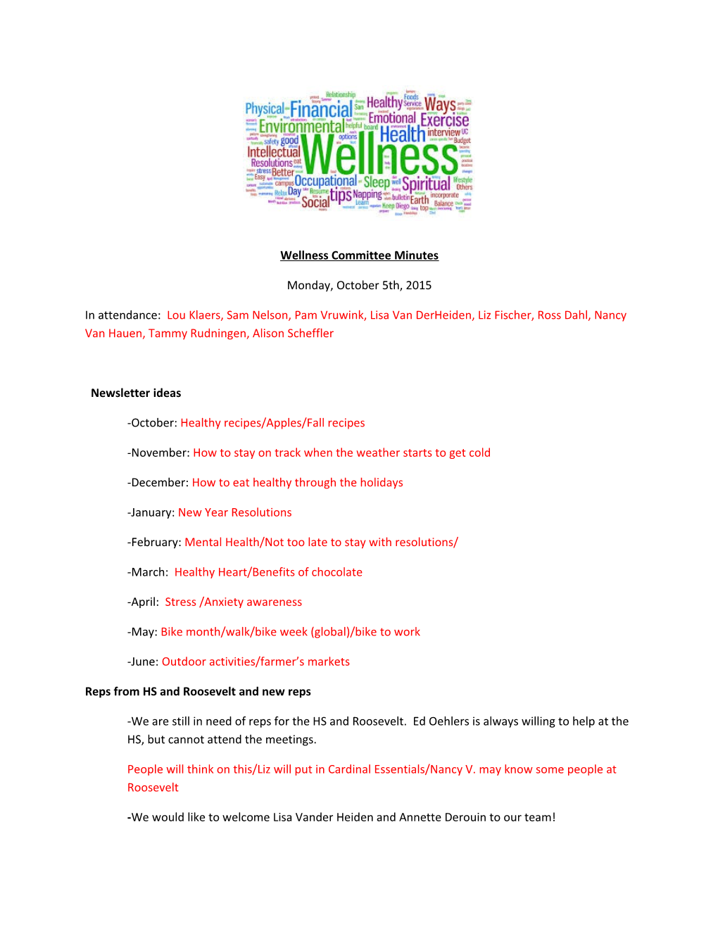 Wellness Committee Minutes