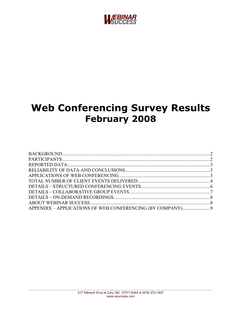 Web Conferencing Survey Results