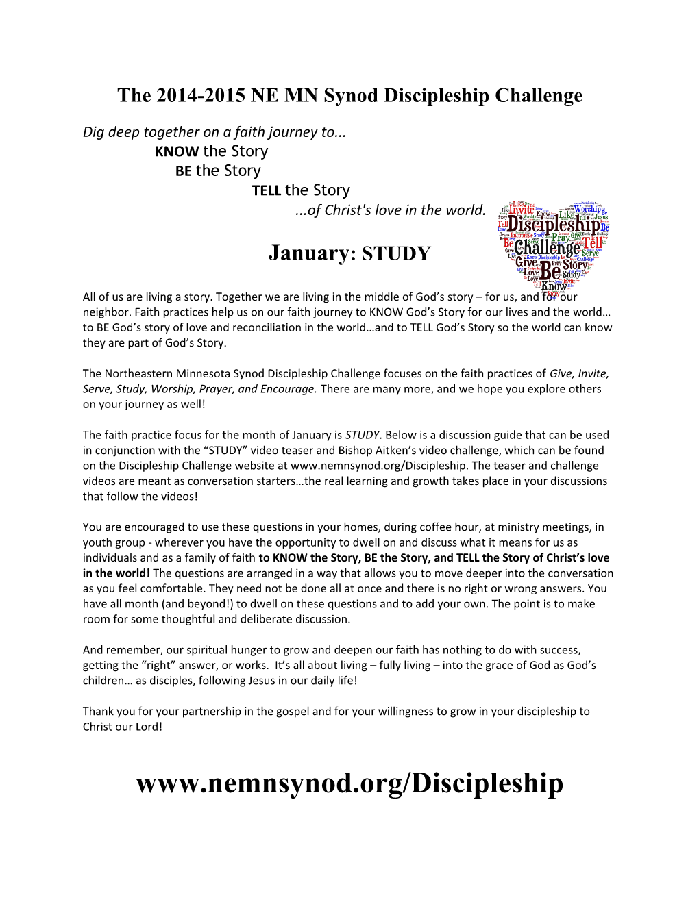 The 2014-2015 NE MN Synod Discipleship Challenge