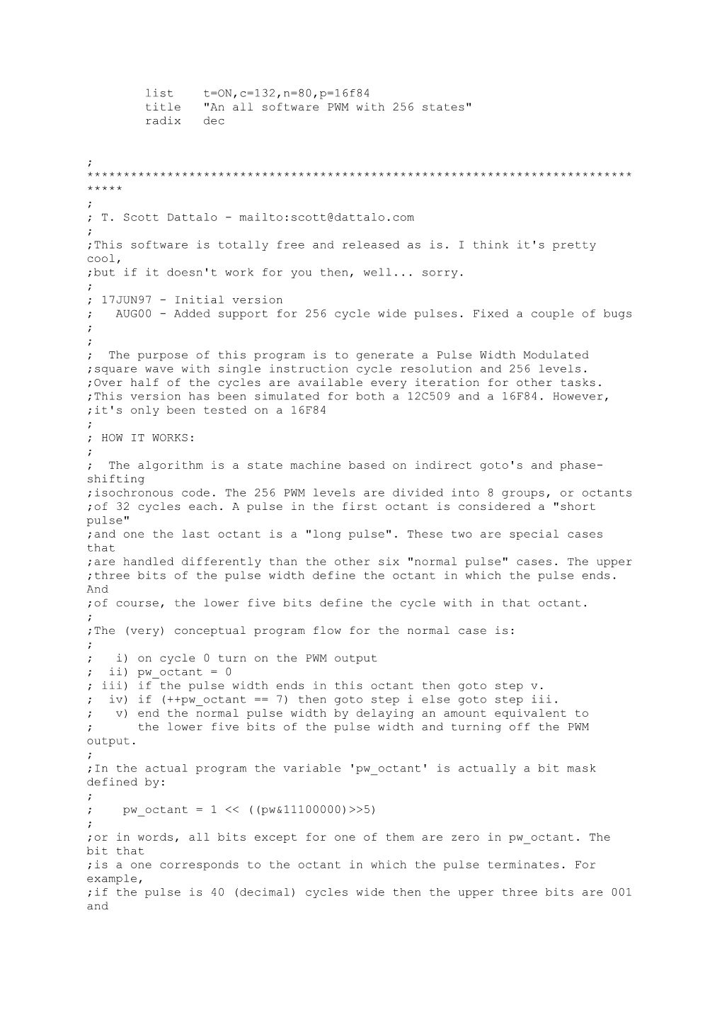 Title an All Software PWM with 256 States