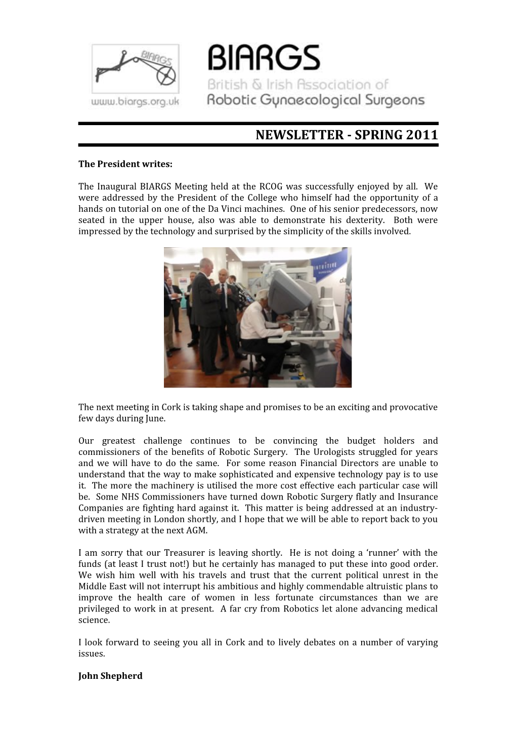 Newsletter - Spring 2011