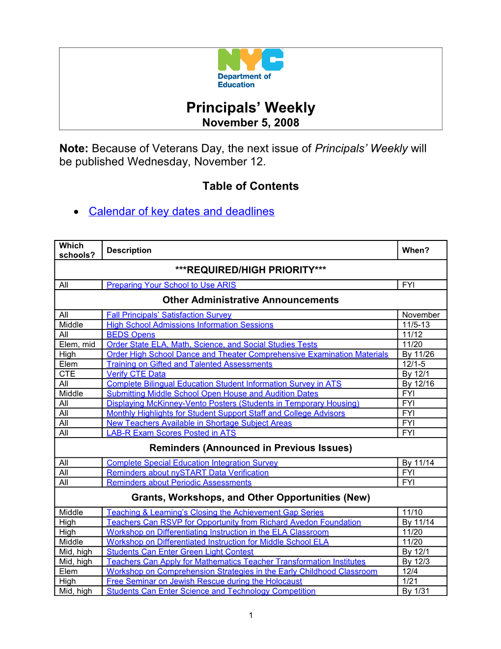 Principals Weekly