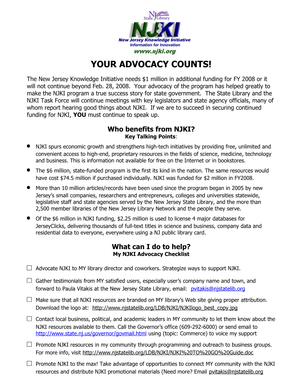 Your Advocacy Counts!