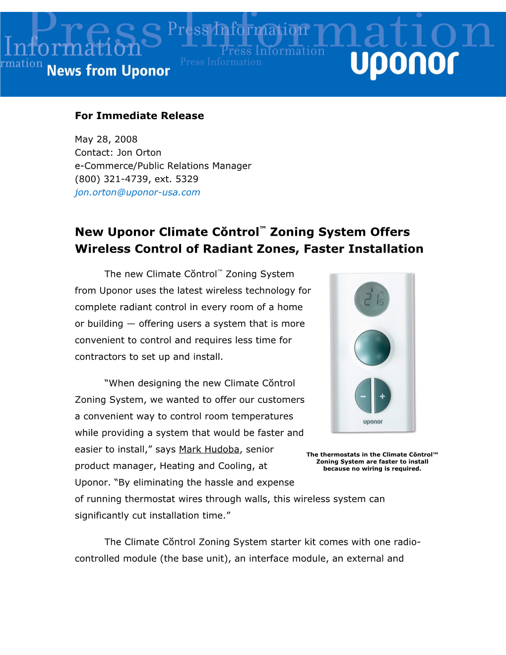 Uponor Climate Cŏntrol Zoning System
