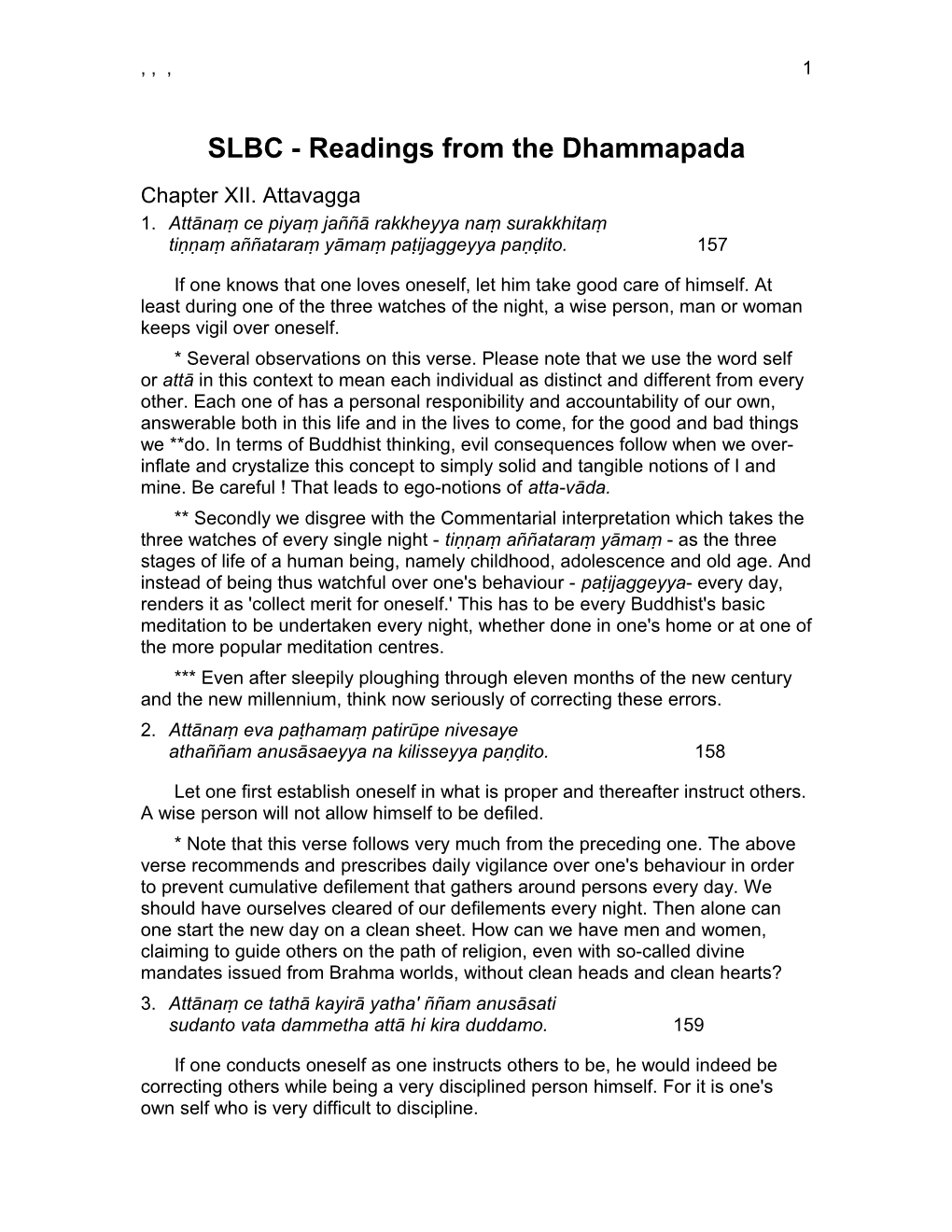 SLBC - Readings from the Dhammapada