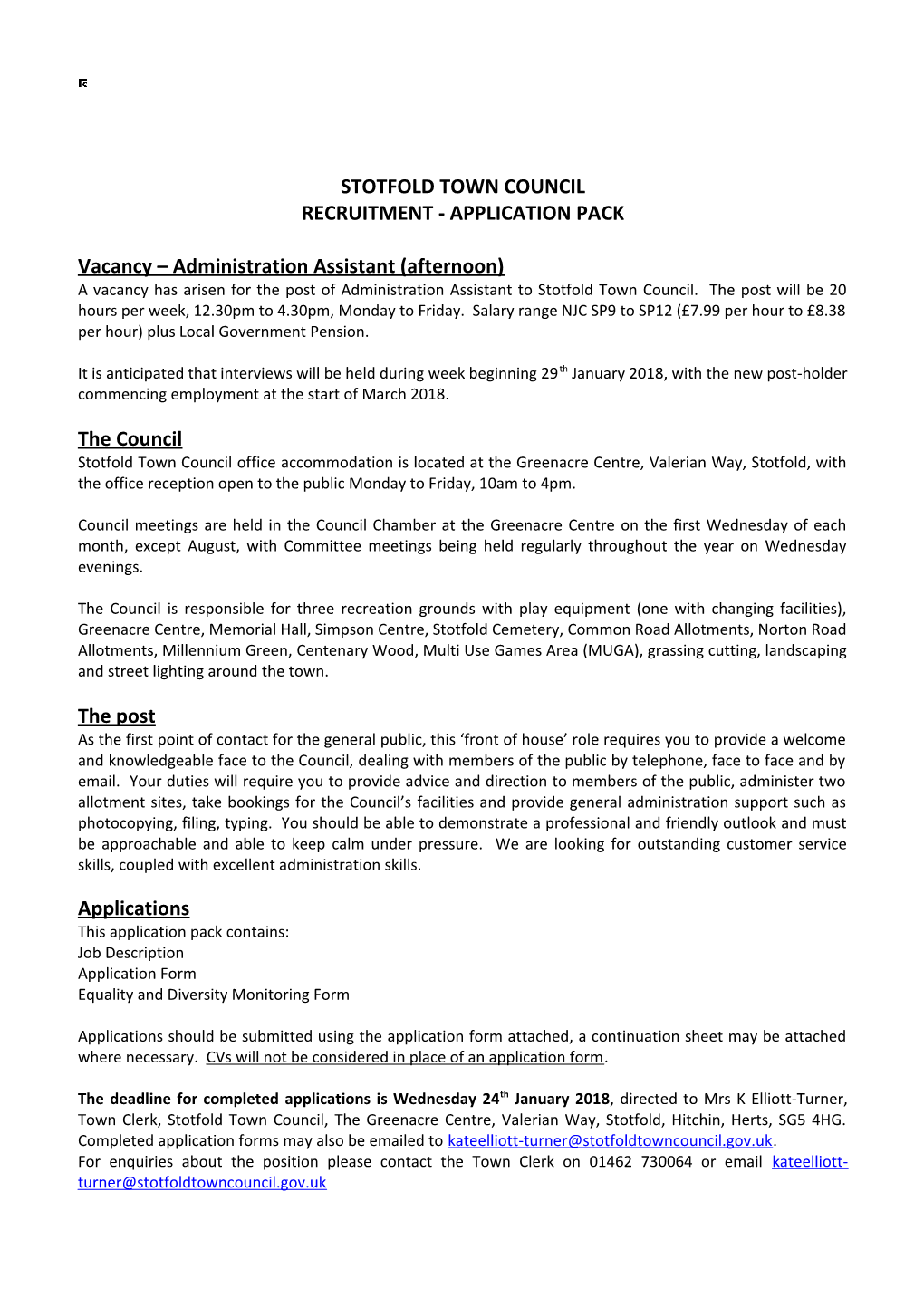 Vacancy Administration Assistant (Afternoon)