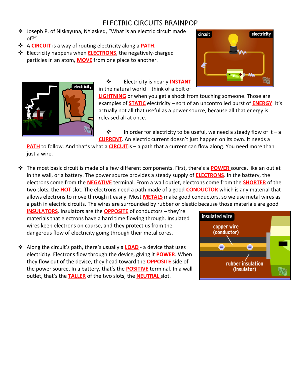 Electric Circuits Brainpop