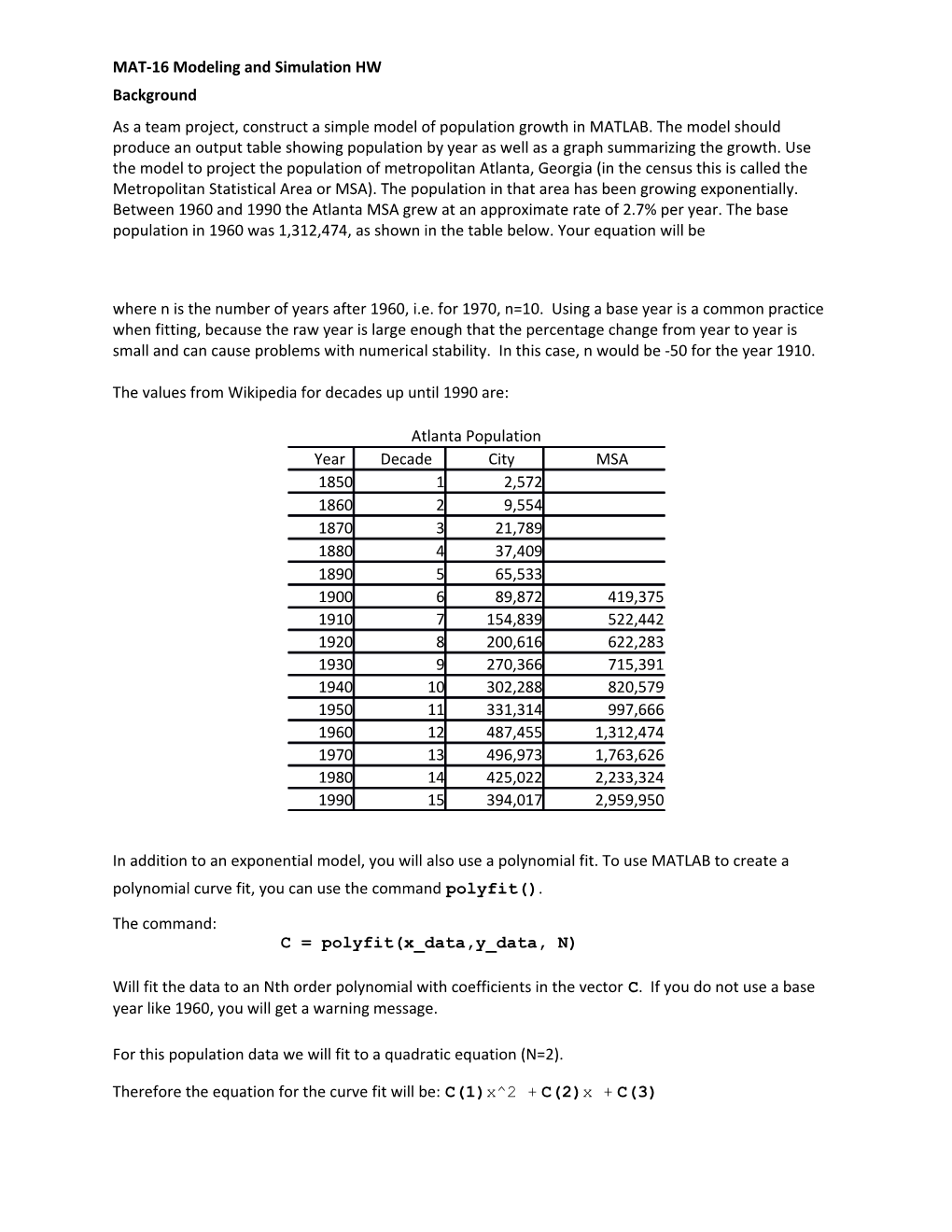 MAT-16 Modeling and Simulation HW