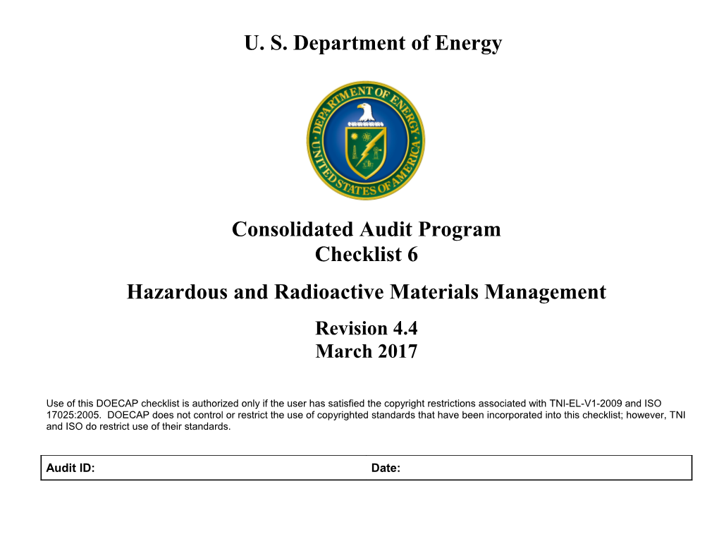 Hazardous and Radioactive Materials Management and Health and Safety Practices