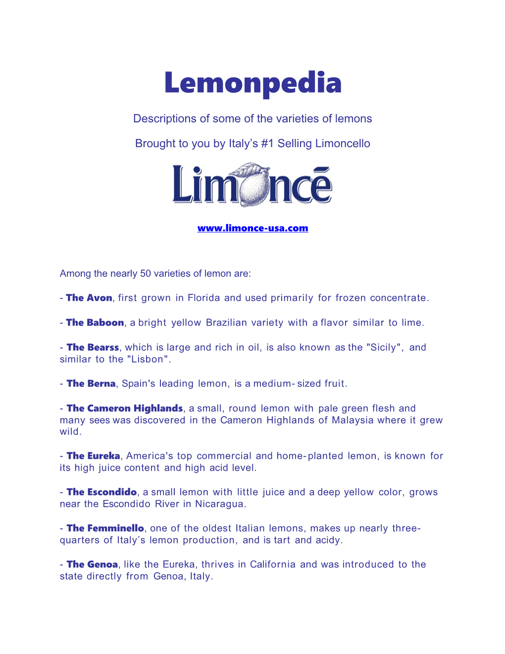 Descriptions of Some of the Varieties of Lemons