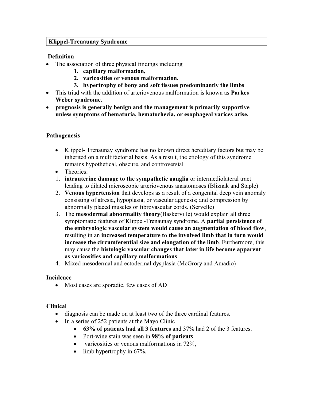 Klippel-Trenaunay Syndrome