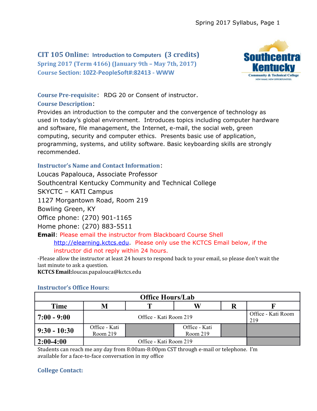 CIT 105 Online: Introduction to Computers (3 Credits)