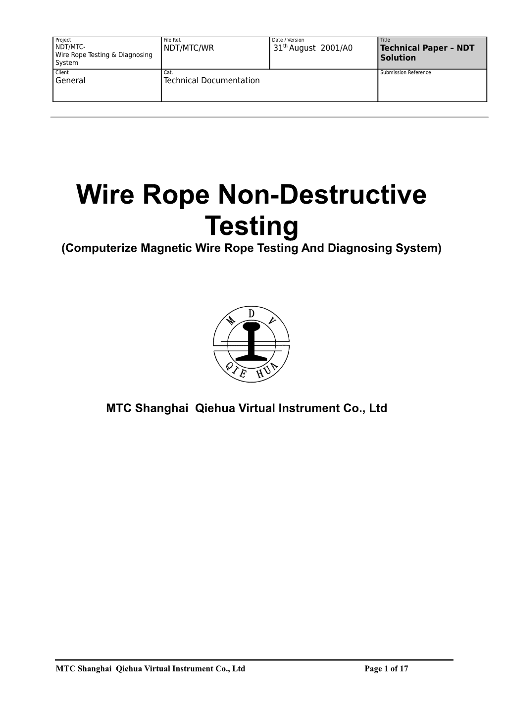 Wire Rope Non-Destructive Testing