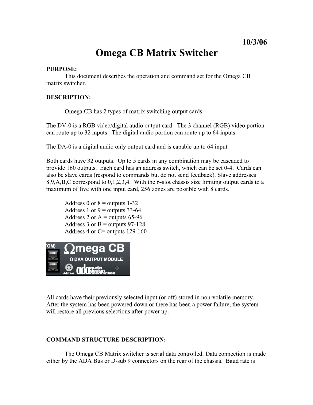 Omega CB Matrix Switcher