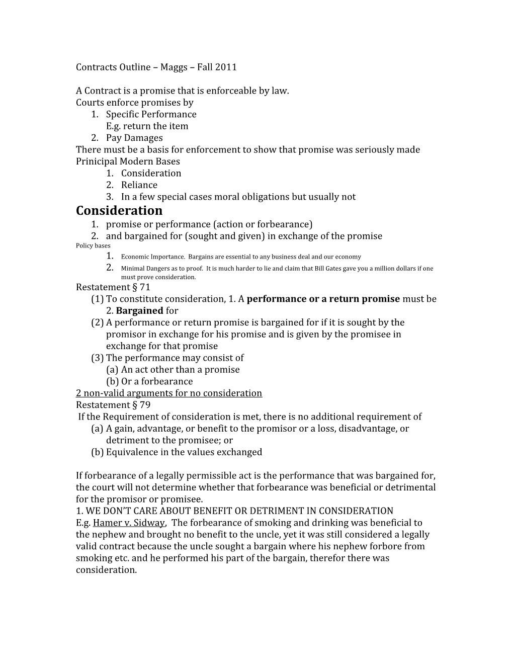 Contracts Outline Maggs Fall 2011