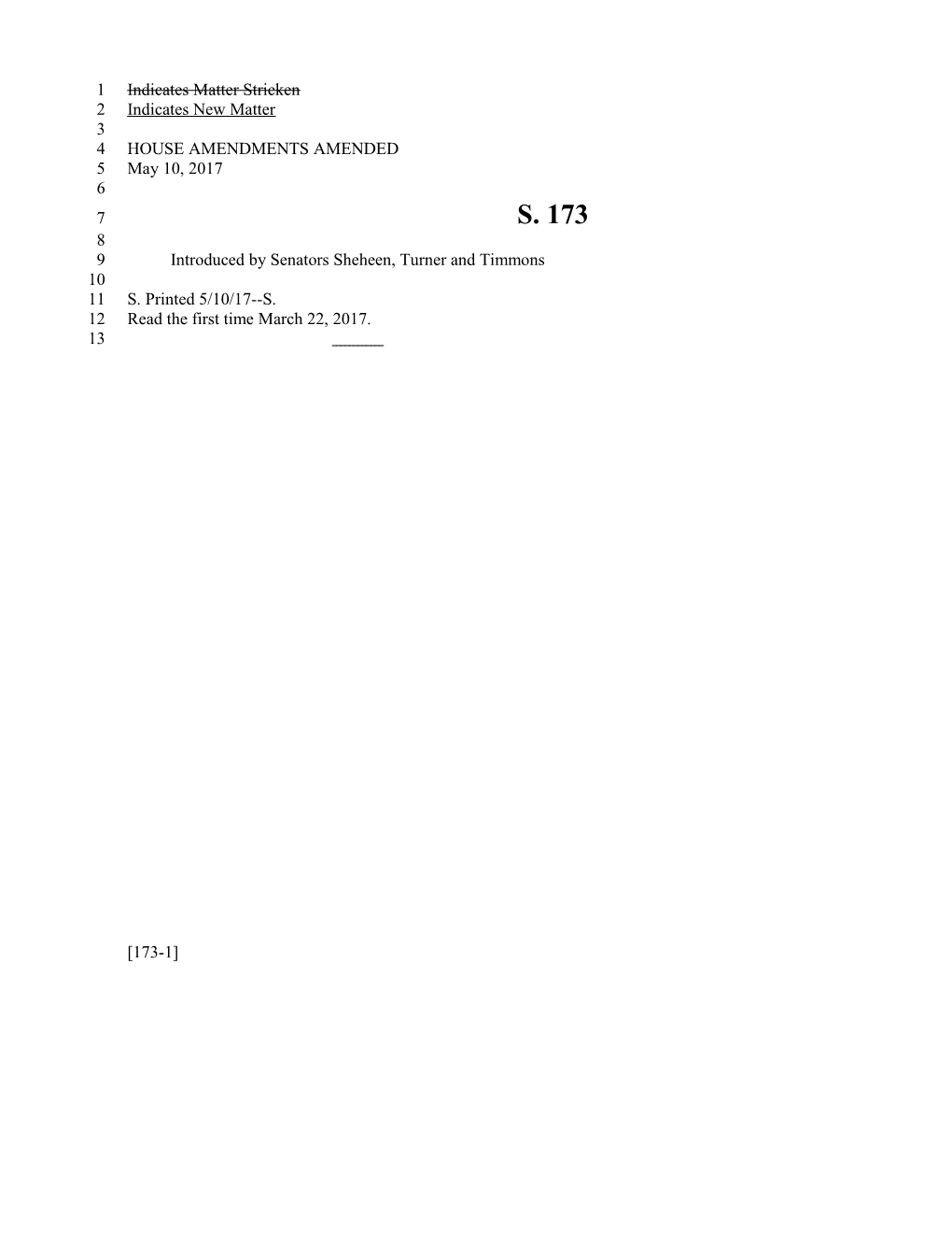 2017-2018 Bill 173 Text of Previous Version (May 10, 2017) - South Carolina Legislature Online