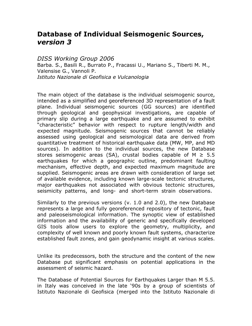 Database of Individual Seismogenic Sources, Version 3