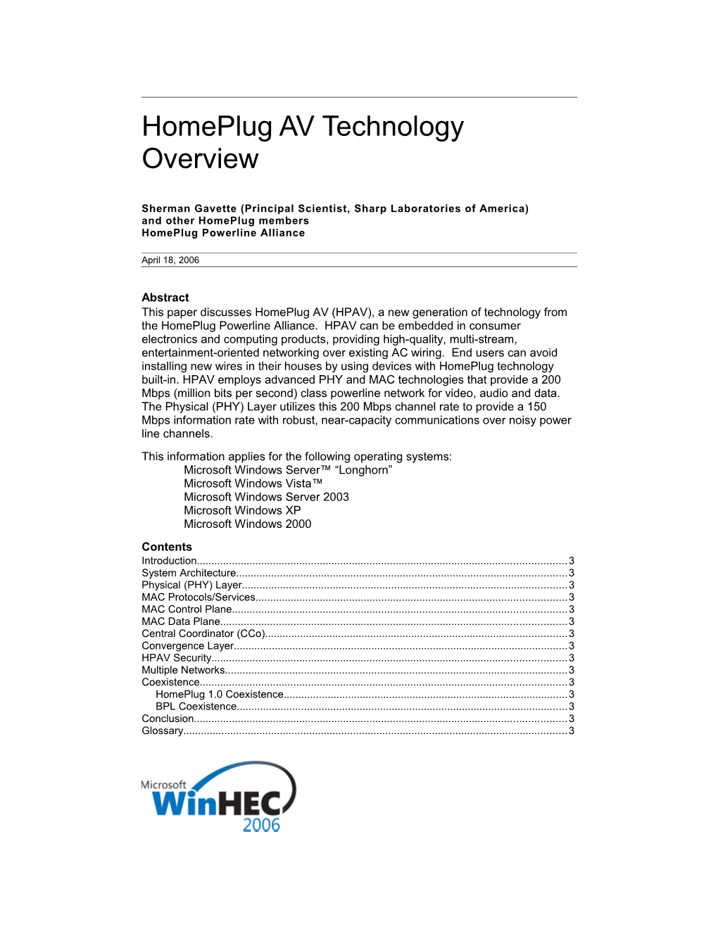 Homeplug AV Technology Overview