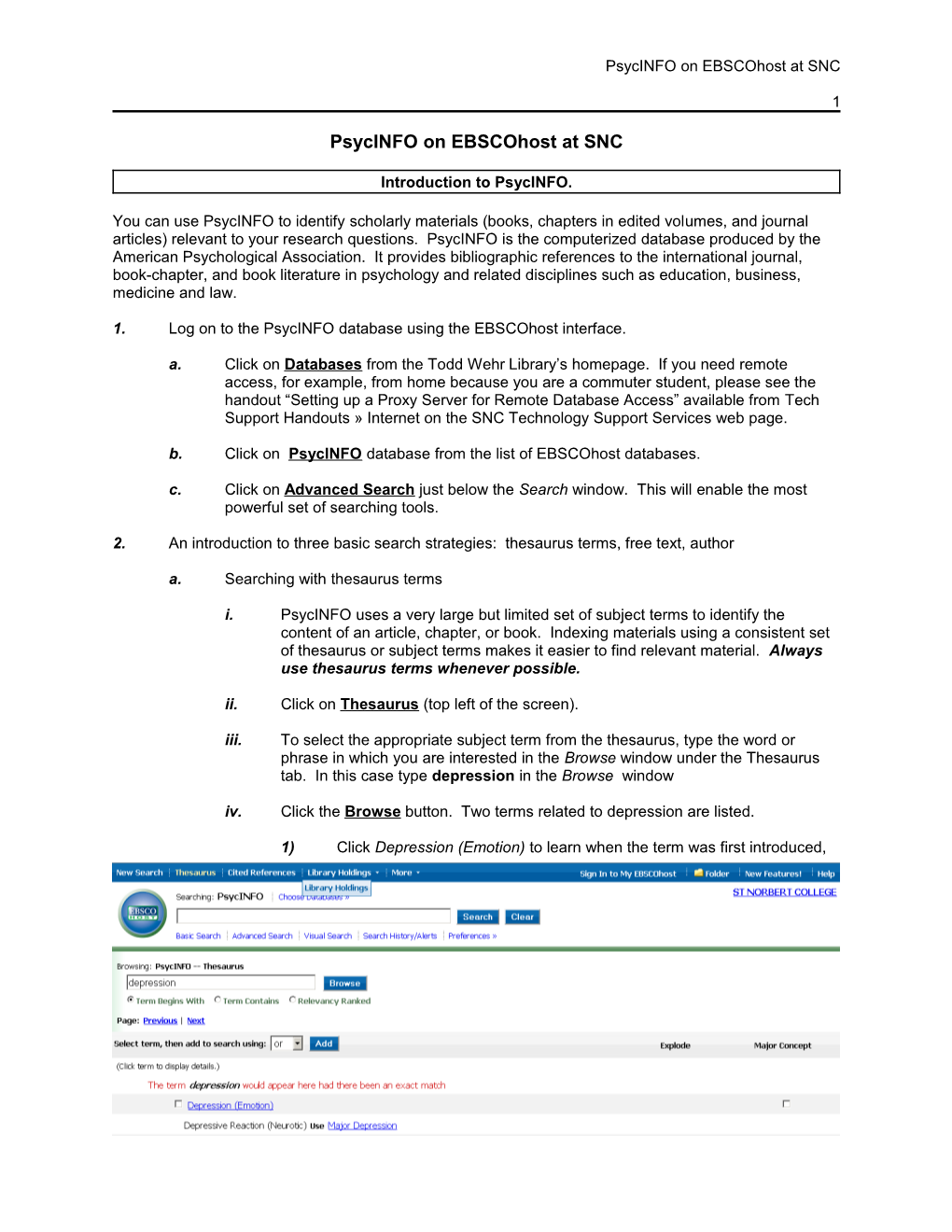 Psycinfo on Ebscohost at SNC