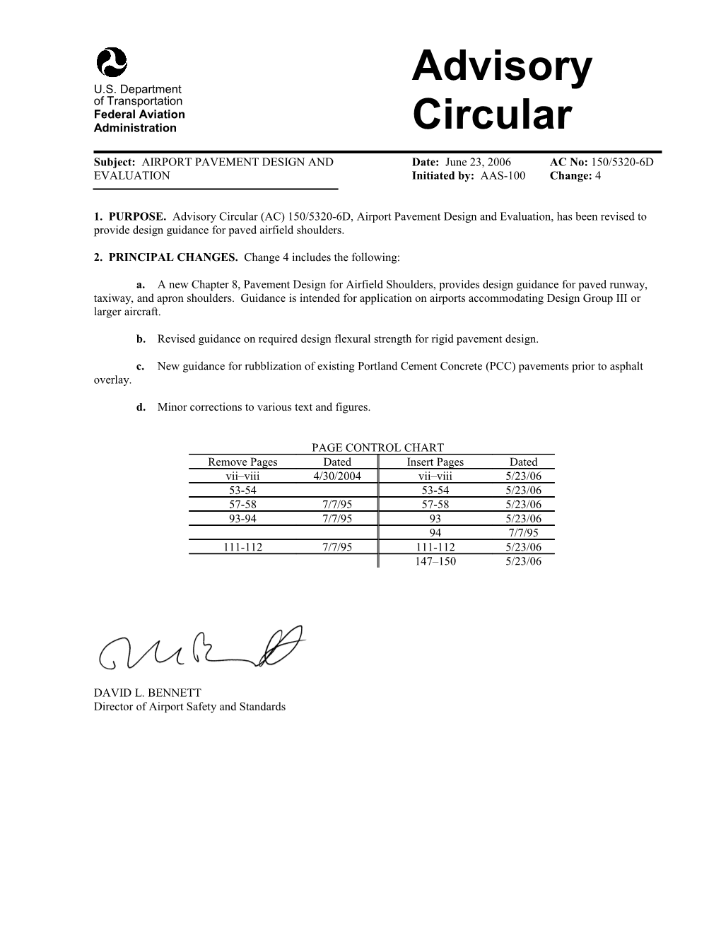 Subject: AIRPORT PAVEMENT DESIGN and Date: June 23, 2006AC No: 150/5320-6D